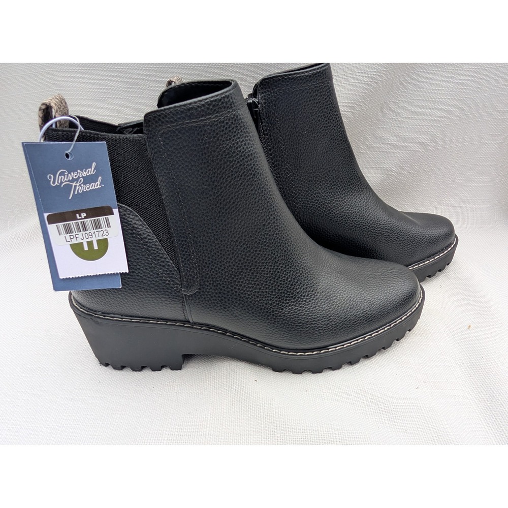 Universal Thread Taci Jet Black Lug Sole Ankle Boots Womens 11 F16752994-11/23